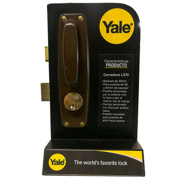 CERRADURA DE INCRUSTAR YALE L370 4003 PAVONADA/CAOBA