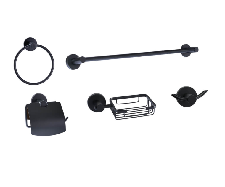 KIT ACCESORIOS BAÑO UNIFER NEGRO