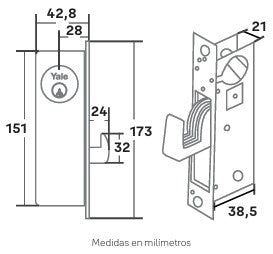 CERRADURA YALE A28 7152 NEGRA LL/M