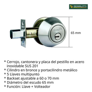 CERROJO ZERRUTI Z201 LLAVE-MARIPOSA