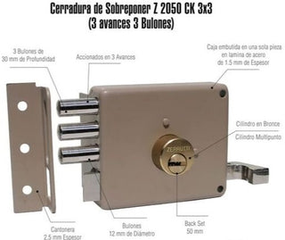 CERRADURA DE SOBREPONER ZERRUTI Z2050