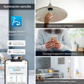 BOMBILLO LED Wi-Fi RGB+W MULTICOLOR DE 10W STEREN