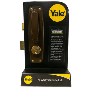 CERRADURA DE INCRUSTAR YALE L370 4003 PAVONADA/CAOBA