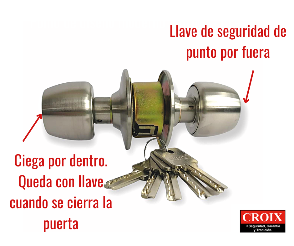 CERRADURA DE POMO DE ENTRADA PRINCIPAL CROIX TK-301 CE-4
