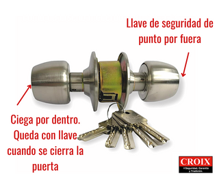 CERRADURA DE POMO DE ENTRADA PRINCIPAL CROIX TK-301 CE-4