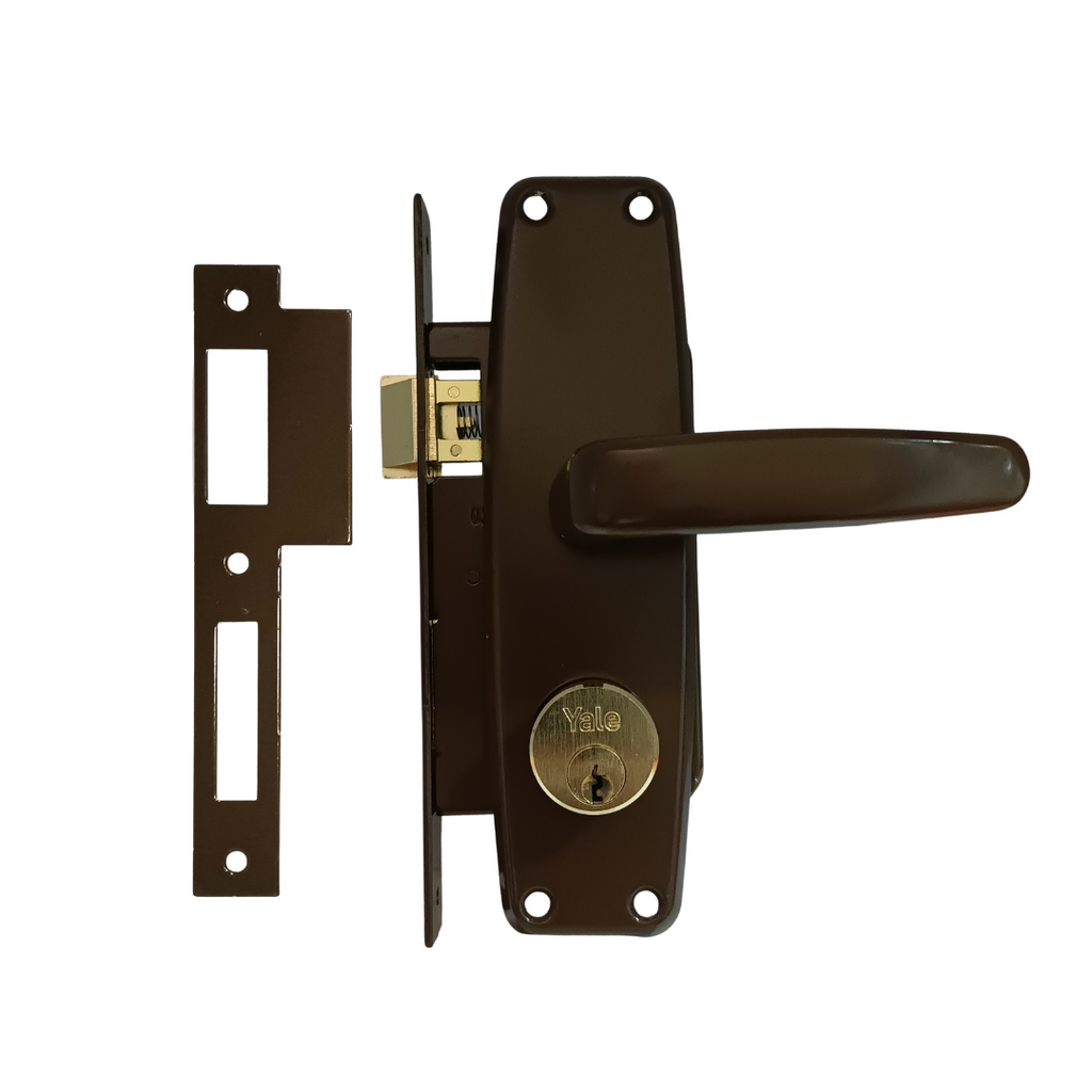 CERRADURA DE INCRUSTAR YALE L370 4003 PAVONADA/CAOBA